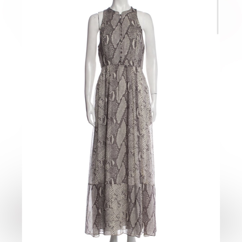 Stylish Sleeveless Snake Print Maxi Dress